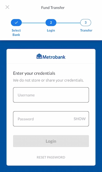 Step 3: Log in to your bank account and proceed with the transfer.